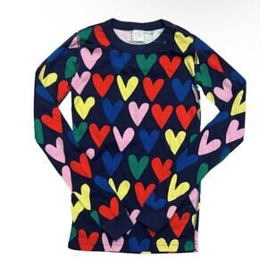 NWOT Organic Hanna Andersson Pajama PJ Top Rainbow Happy Hearts Size 160 - US 14